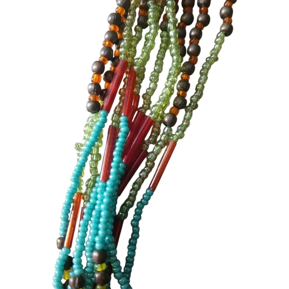 Colorful Peyote Multi-Stand Seed Bead Bohemian Necklace Native American Artistic